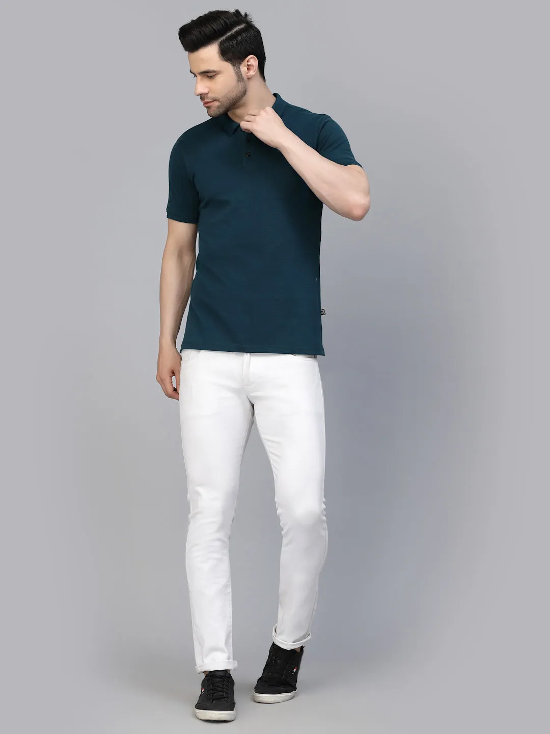 Cotton Solid Half Sleeves Polo T-Shirt