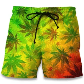 Dank Master Color Weed Leaf Swim Trunks Board Shorts