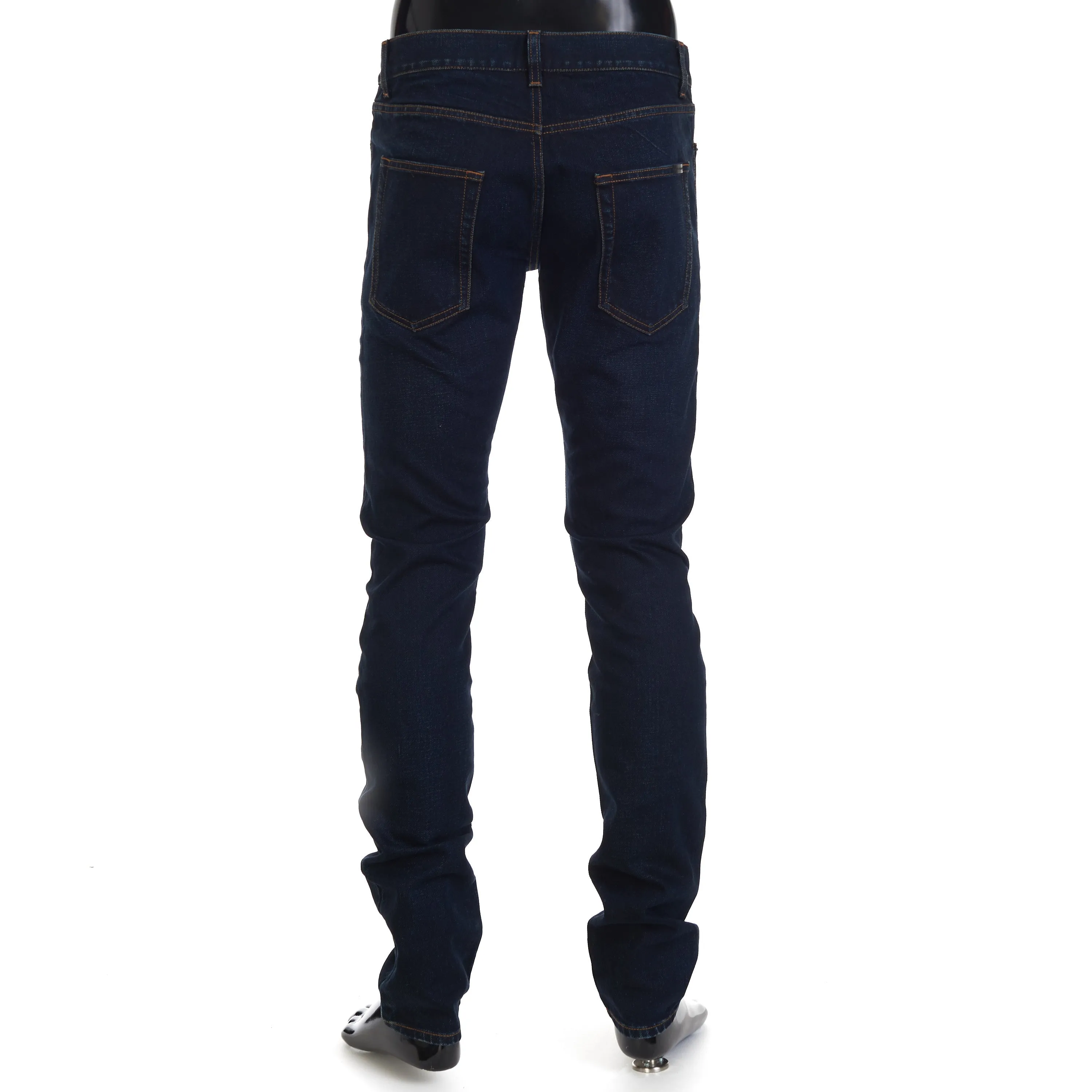 Dark Blue Stretch Cotton Jeans - Skinny-Fit, Low Waist