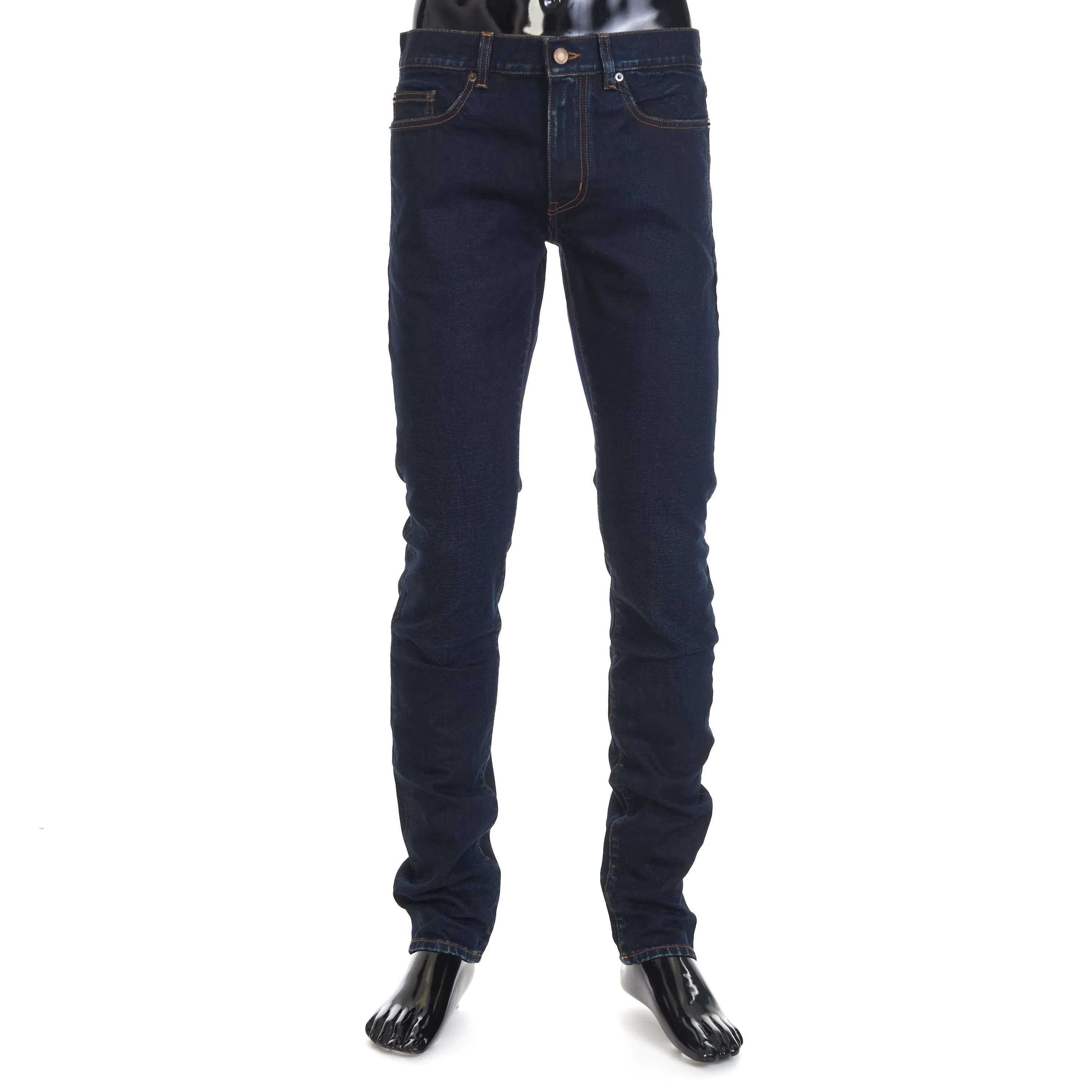 Dark Blue Stretch Cotton Jeans - Skinny-Fit, Low Waist