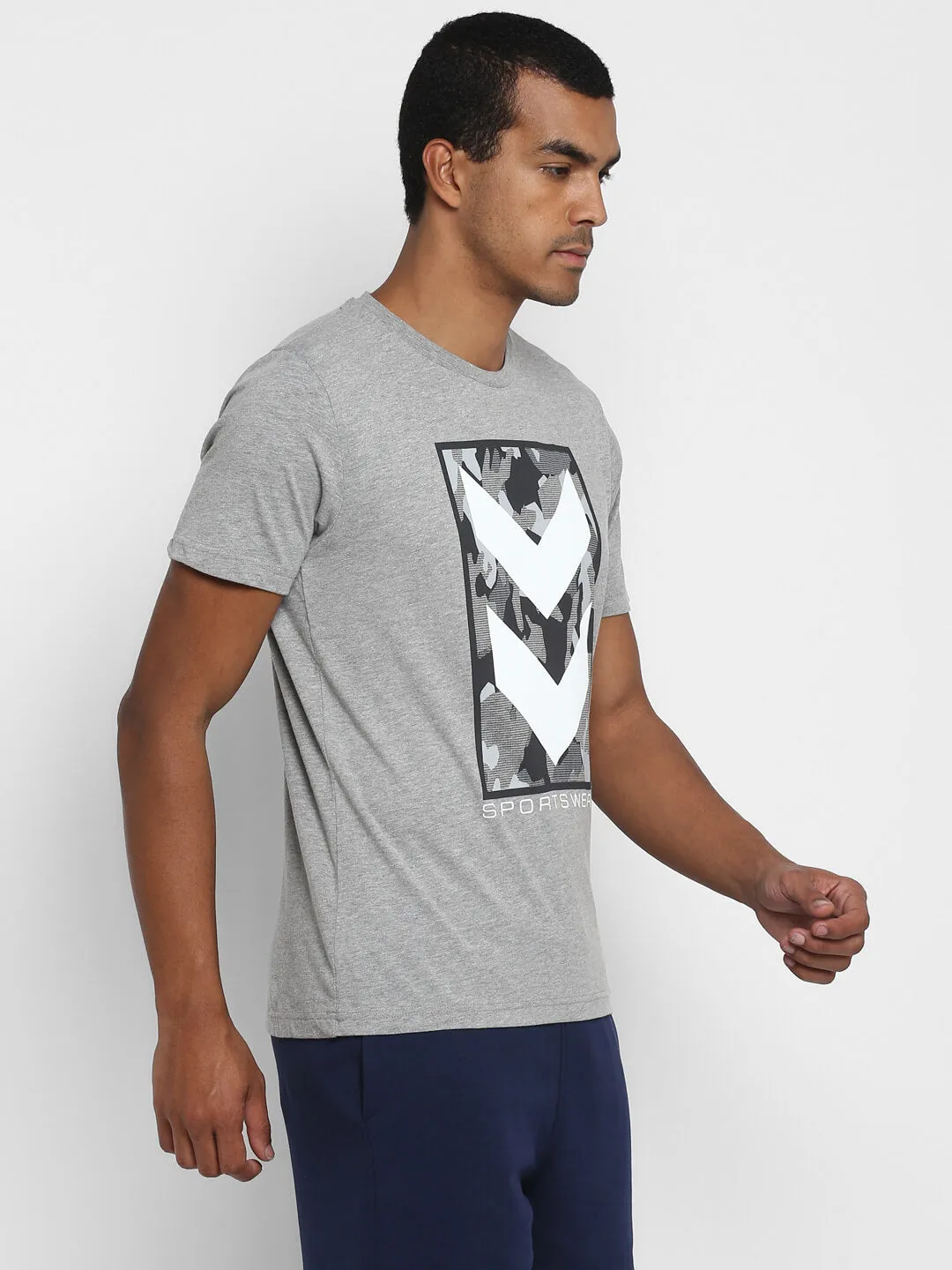 Darlo Men Cotton Grey T-Shirt