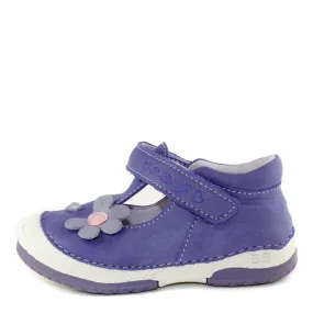 D.D. Step Toddler Single Strap Girl Sandals/Dress Shoes Violet With Flower . - Supportive Leather From Europe Kids Orthopedic