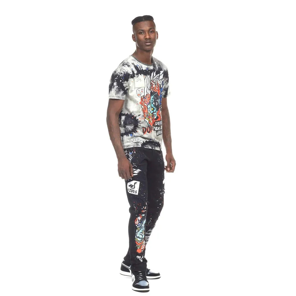 Demon Graphic Jeans - Jet Black