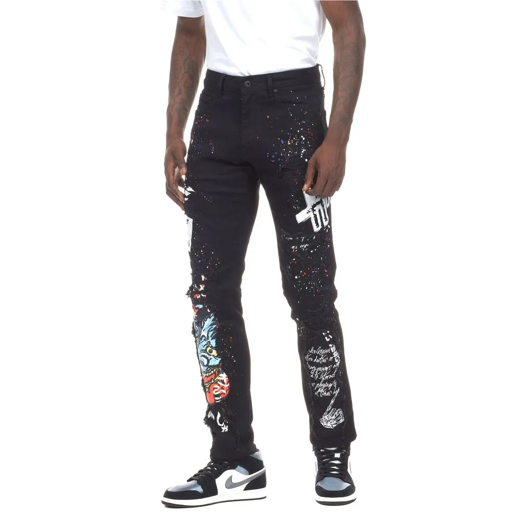 Demon Graphic Jeans - Jet Black