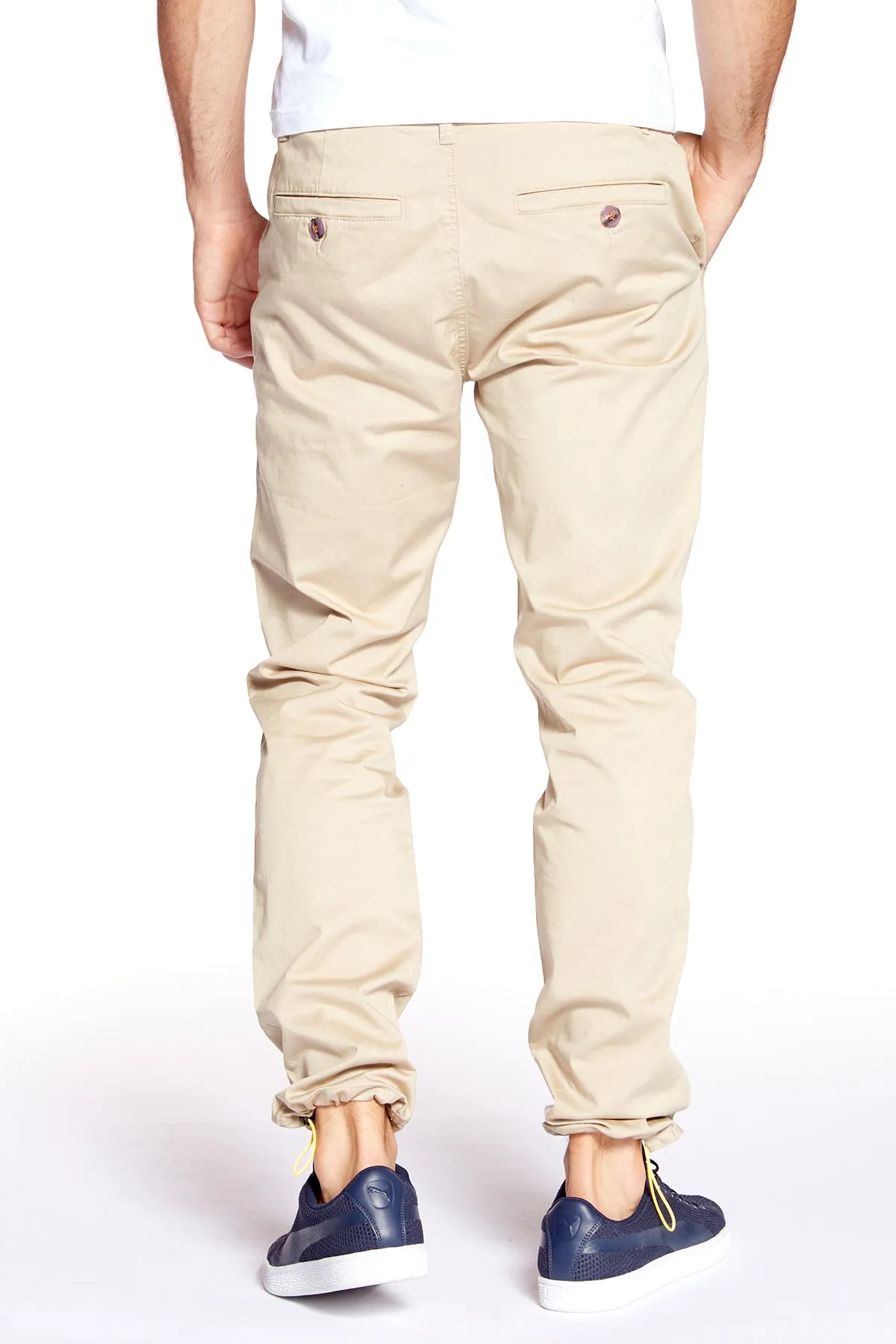 ELTON -  Slim Fit Chinos (Convertible Joggers) - Tan