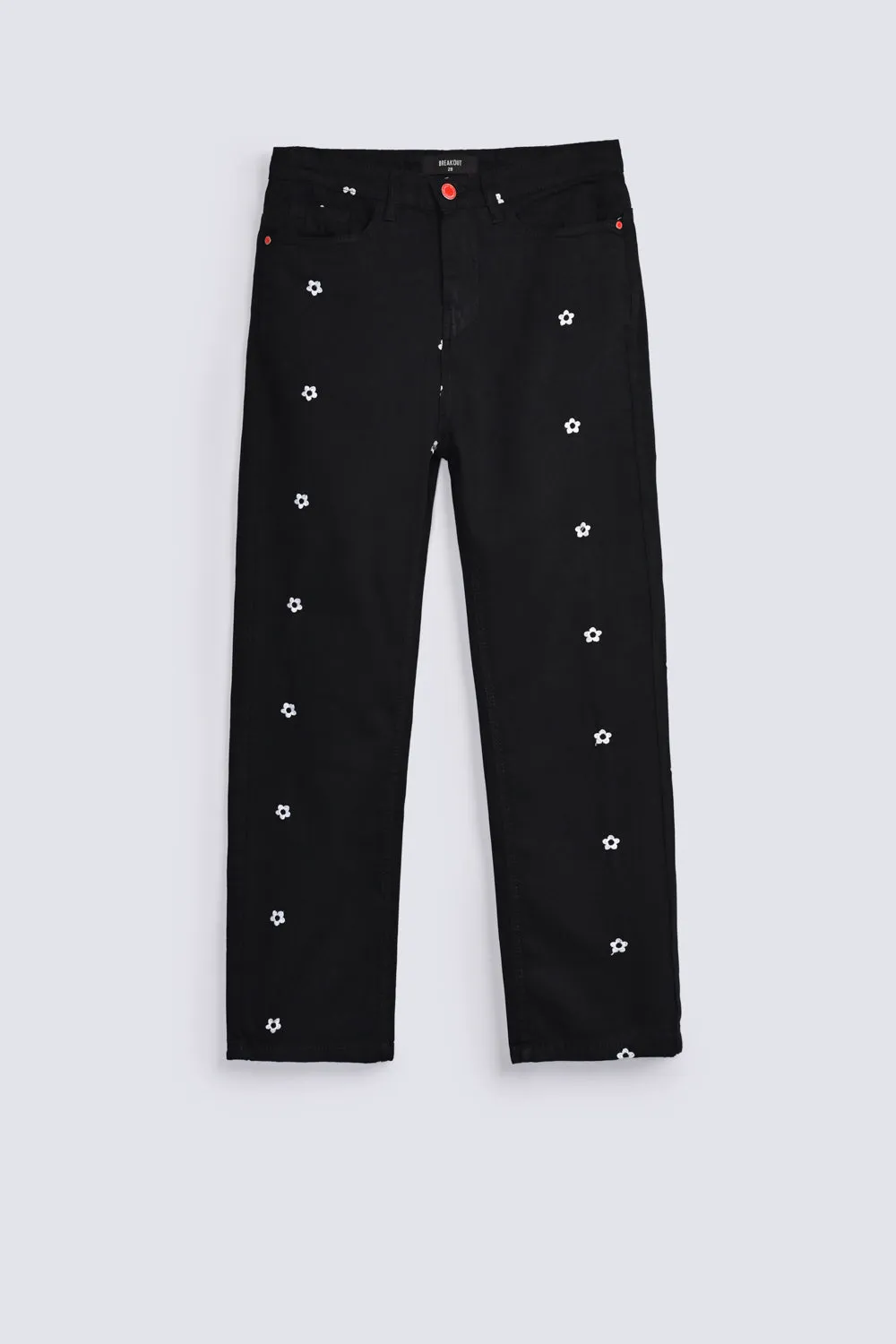 EMBROIDERED STRAIGHT FIT JEANS