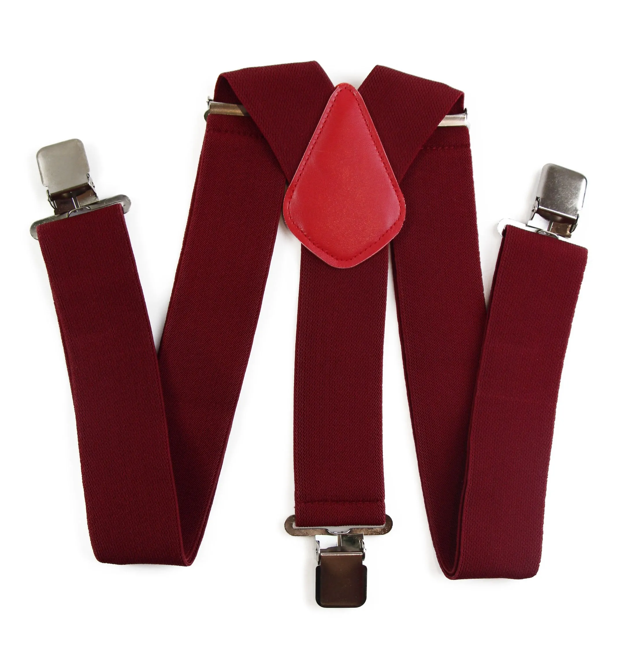 Extra Wide Heavy Duty Adjustable 120cm Maroon Adult Mens Suspenders