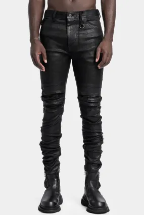 Folded split knee jeans, Coated