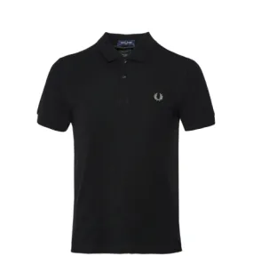 Fred Perry Plain Polo Shirt Black/Chrome