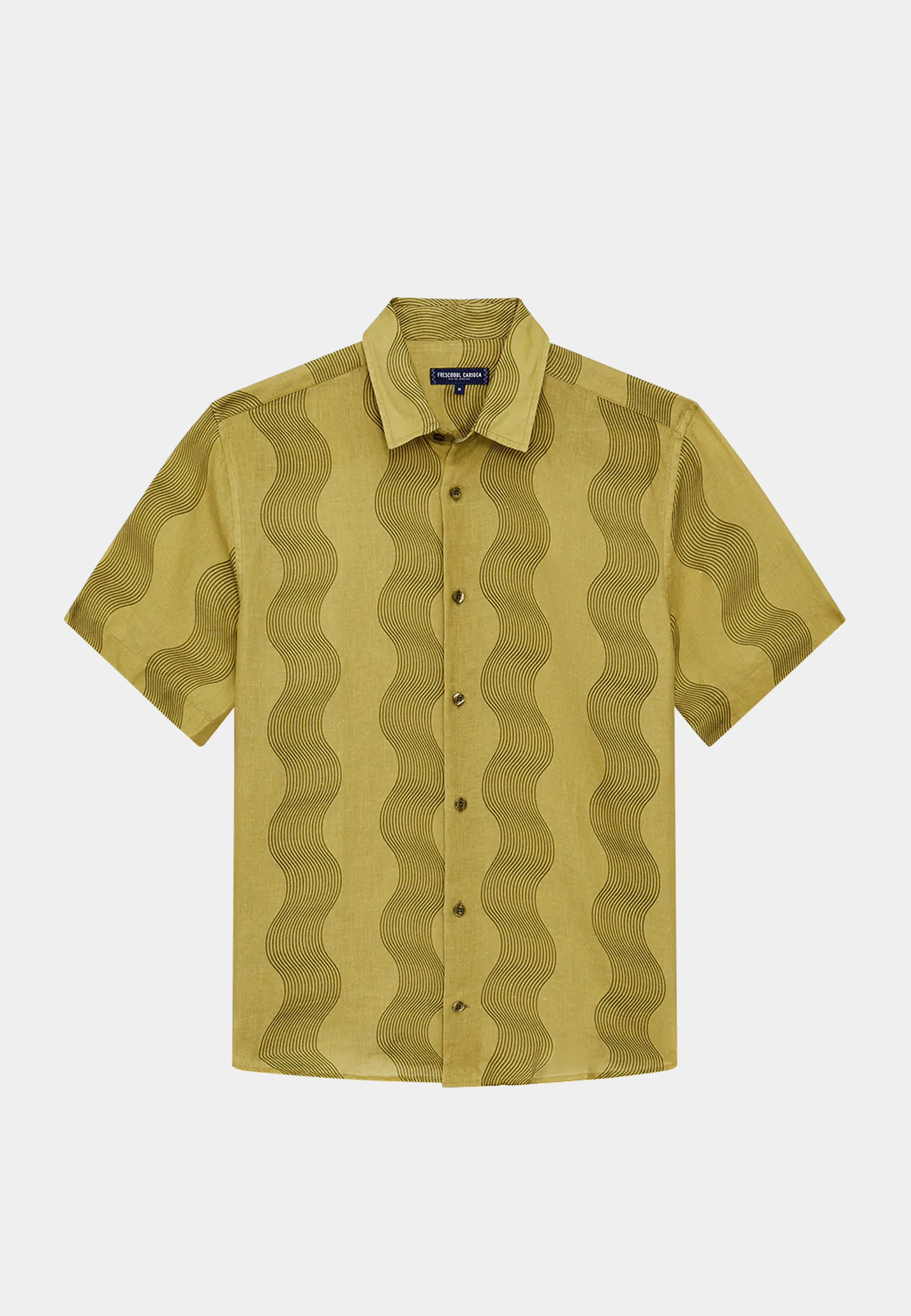 Frescobol Castro Cabana Stripe Linen Classic Shirt Lemon & Spinach