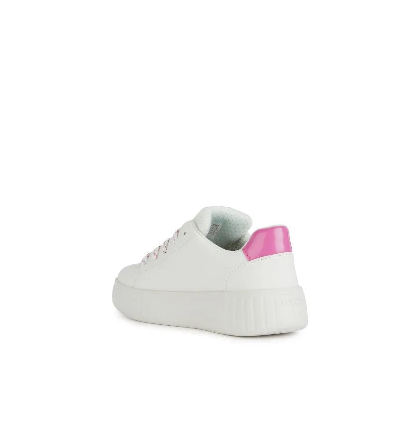 Geox Girls Lace Up White Glitter Casual Trainer Mikiroshi - J45DVA