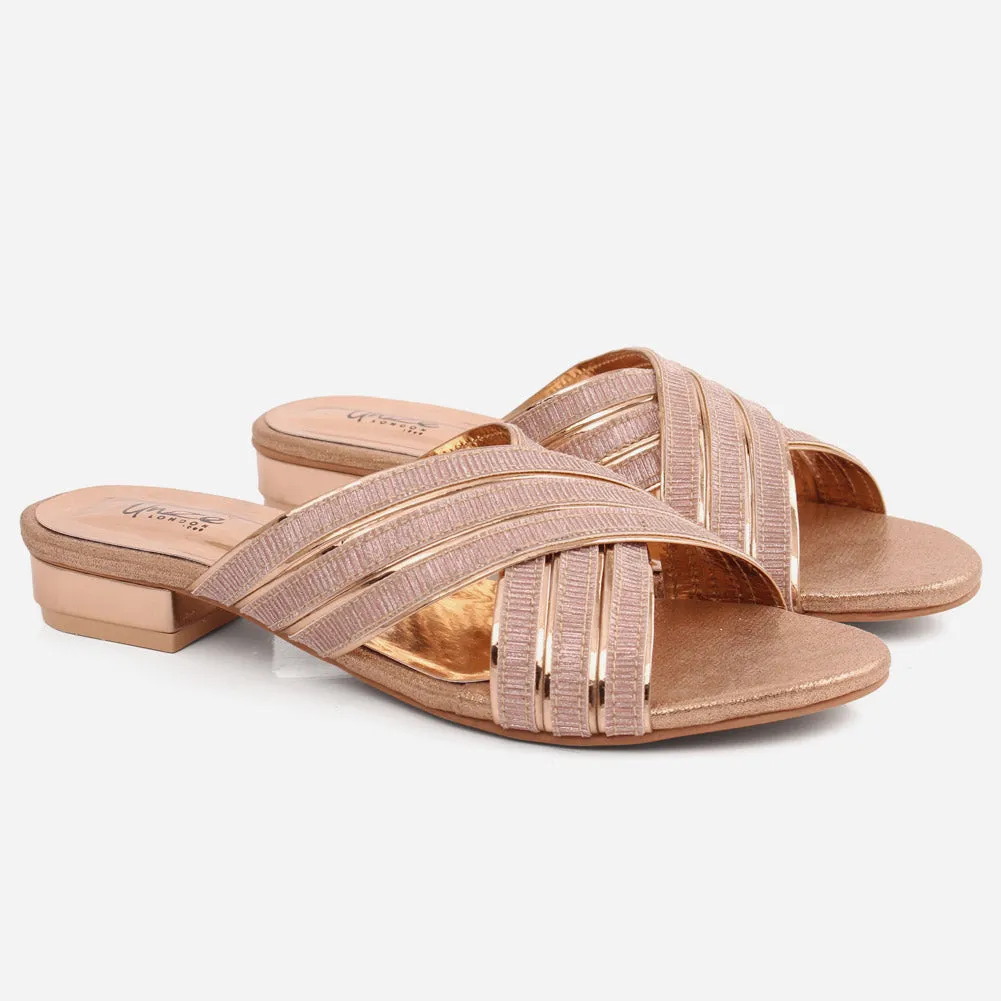 Girls "DOPHY" Cross Strap Heel Slippers