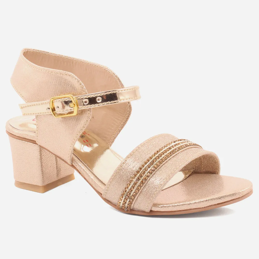 Girls "Zoey"Embellished Block Heel Sandals