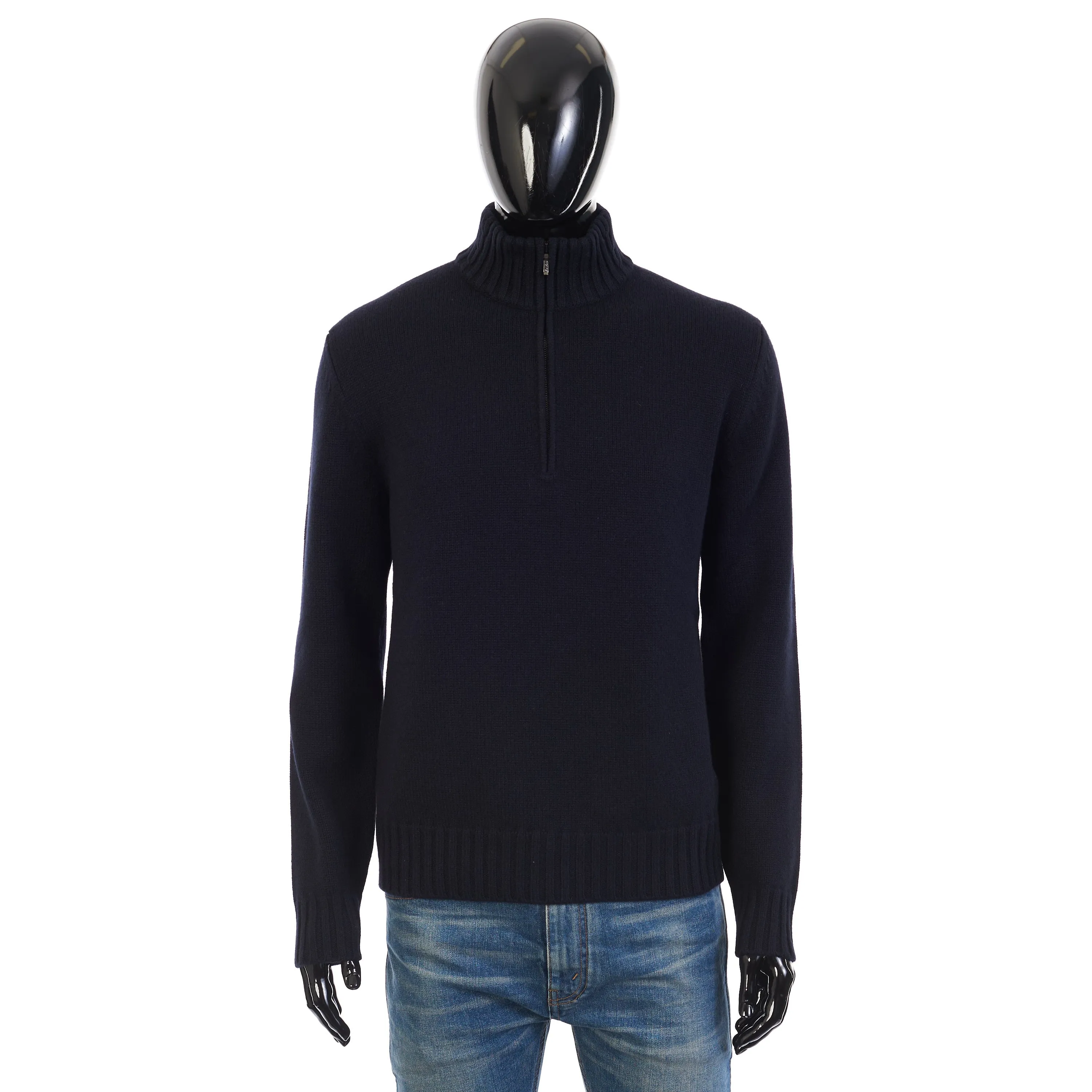 Grafton Half-Zip Sweater- Navy Blue Cashmere