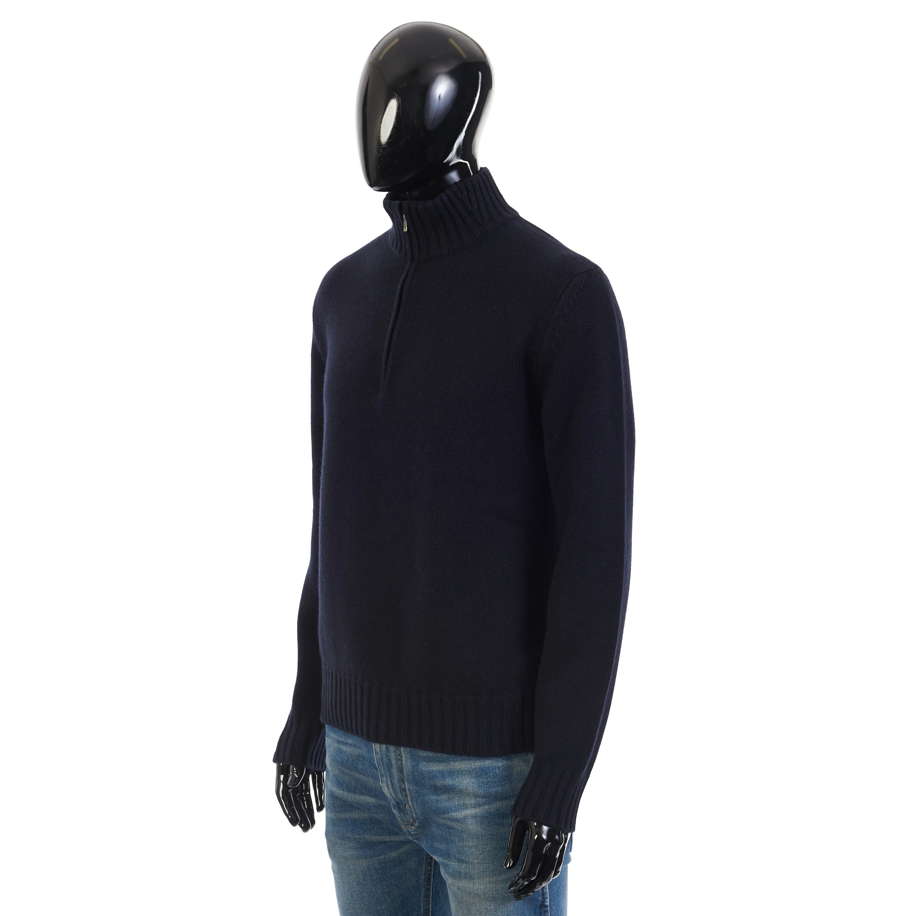 Grafton Half-Zip Sweater- Navy Blue Cashmere