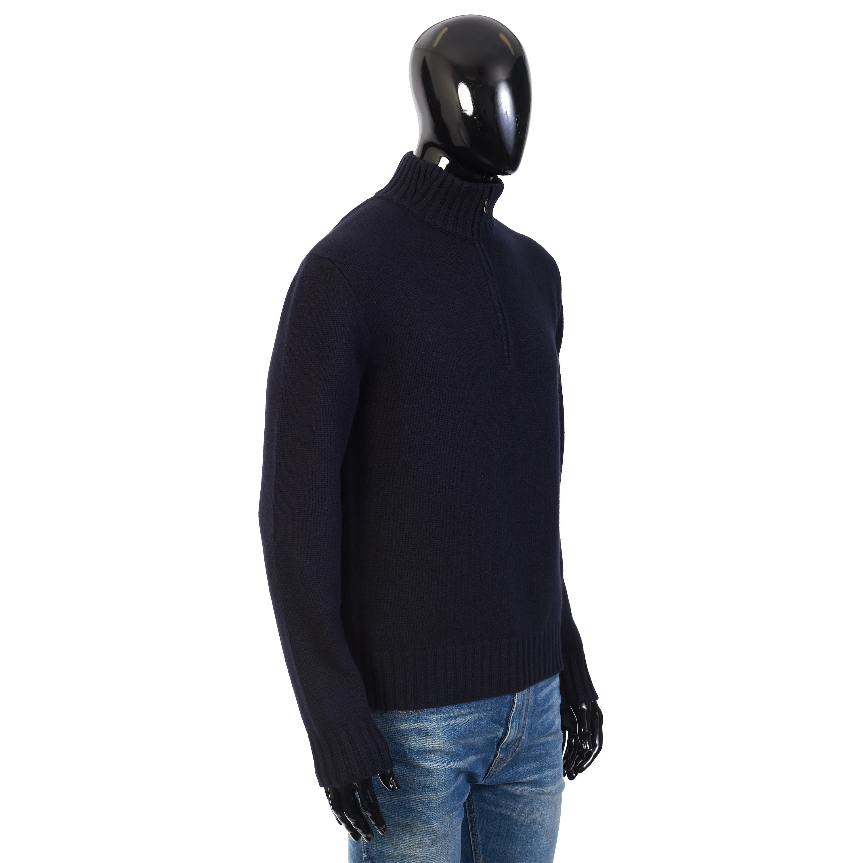 Grafton Half-Zip Sweater- Navy Blue Cashmere