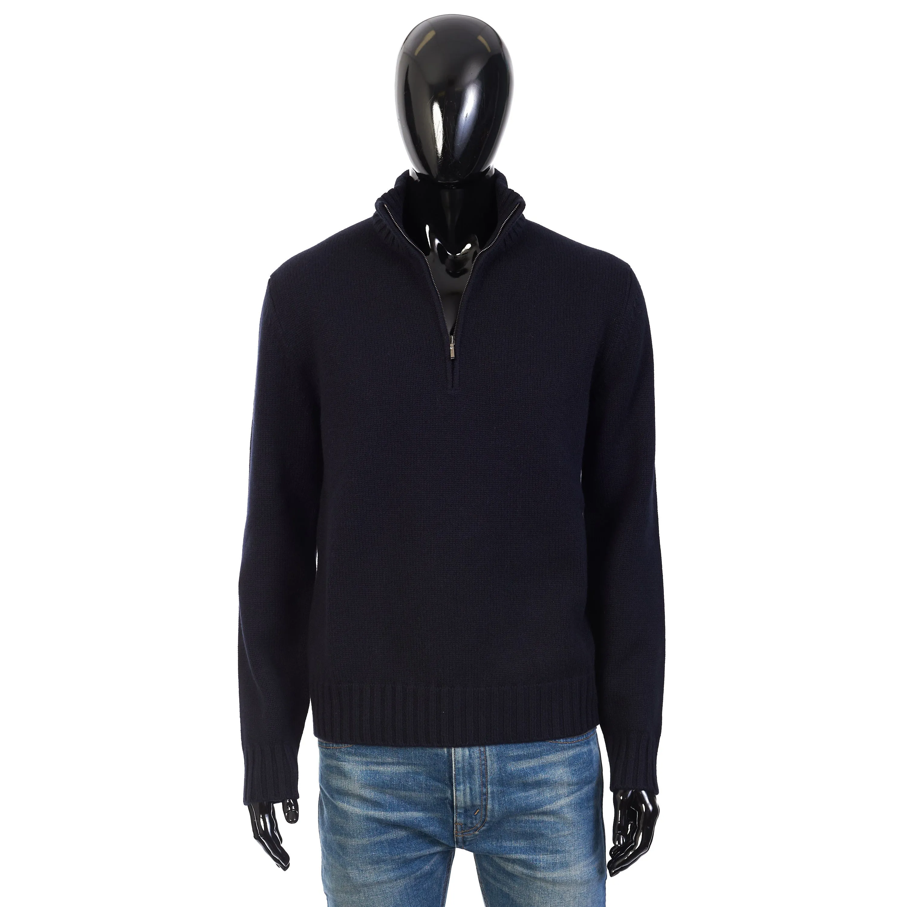 Grafton Half-Zip Sweater- Navy Blue Cashmere