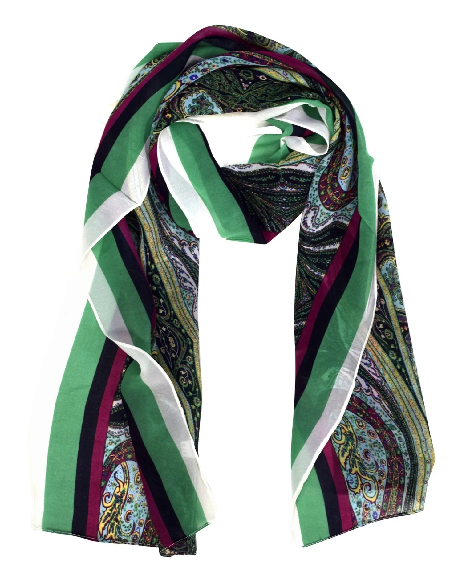 Green Summer Fashion Sheer Lightweight Paisley Stole Skinny Scarf