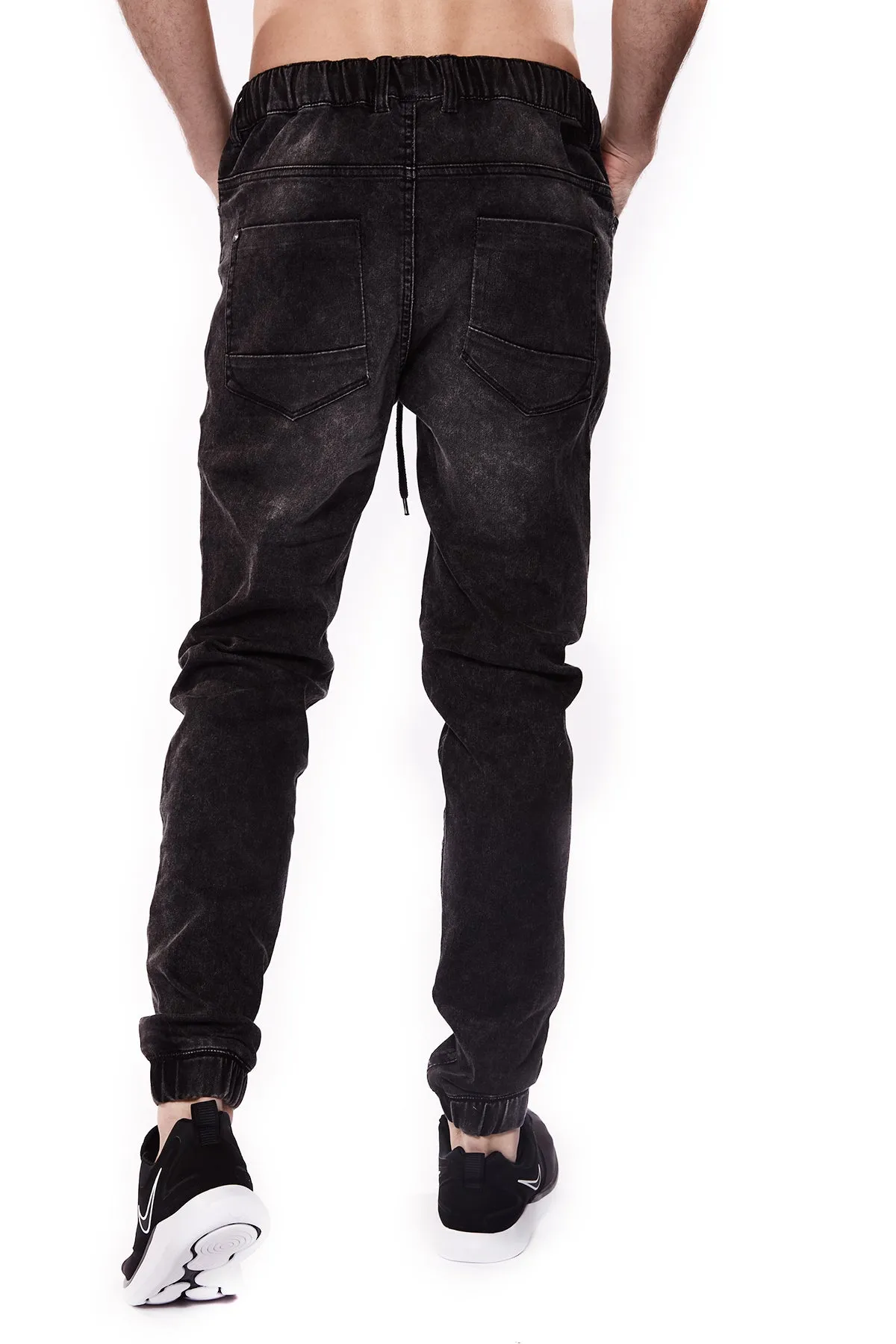 JAGGER - 5 Pocket Cozy Denim Classic Jogger - Black Acid Wash