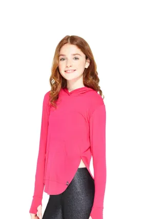 Kids Hooded Long Sleeve in Hot Pink