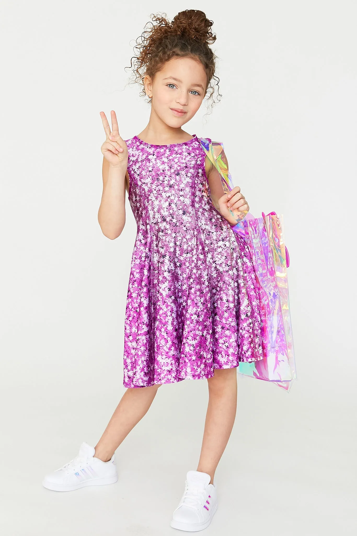 Kids Skater Dress in Pink Confetti Stars