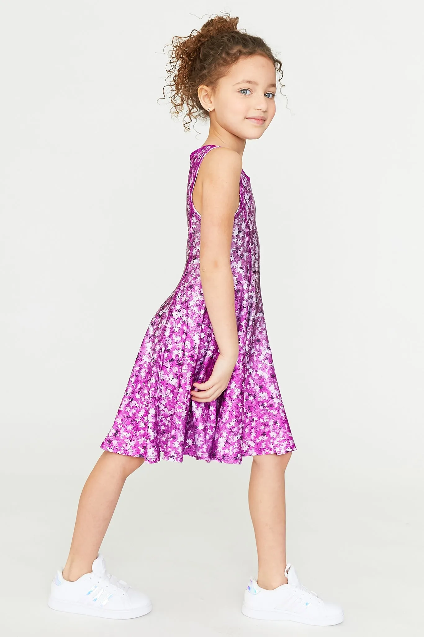 Kids Skater Dress in Pink Confetti Stars