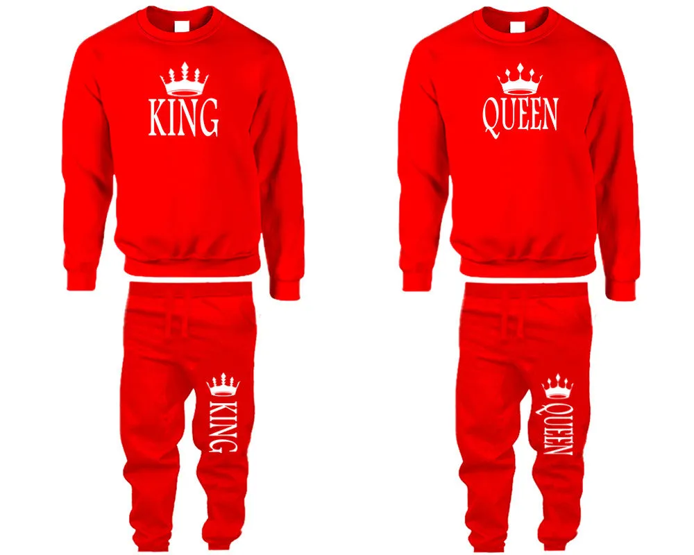 King Queen Couple Matching Top Bottom Set Sweaters and Jogger Pants