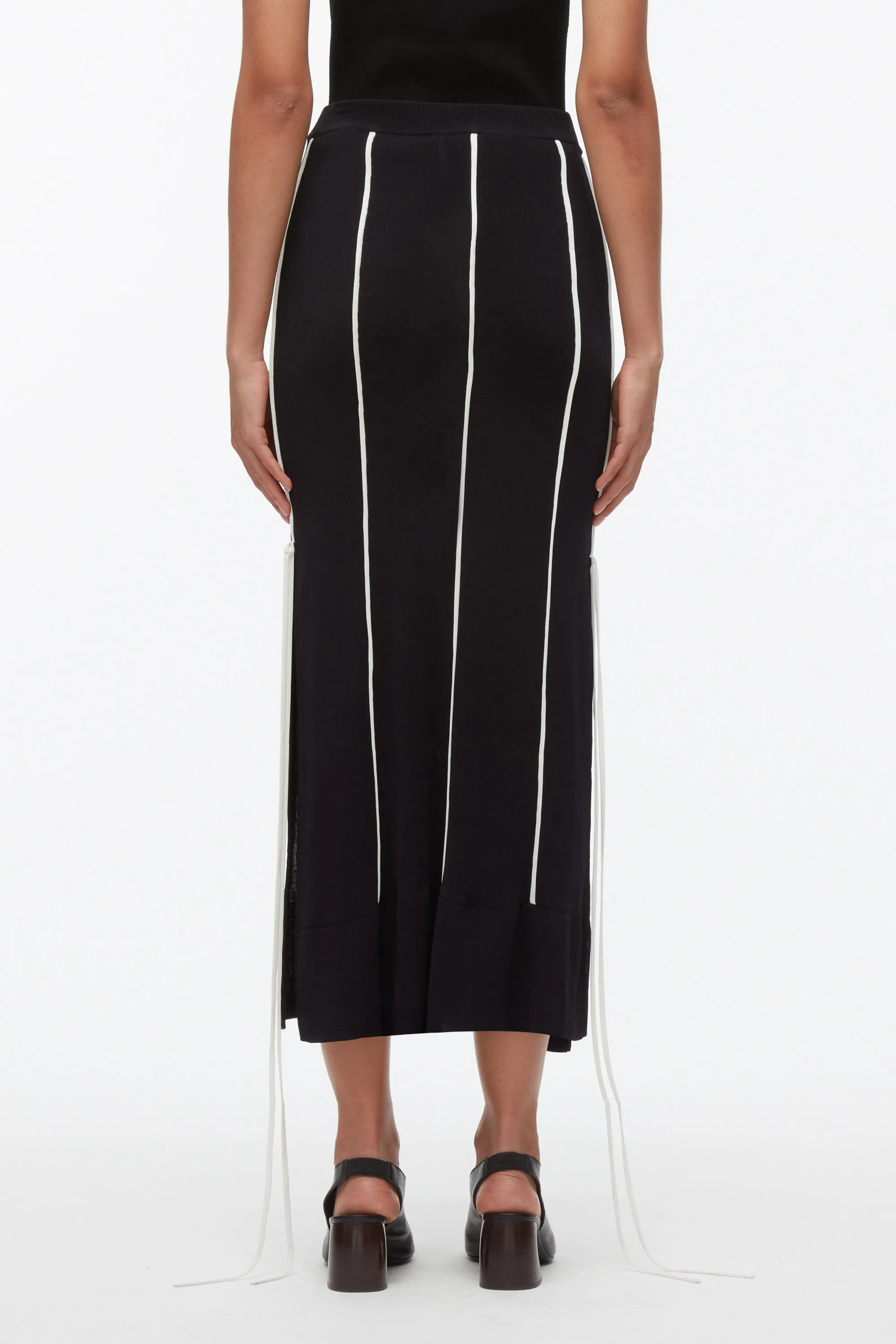 Knit Midi Skirt with Piping