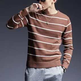 Latest Brown And White Straps Sweater For Men Most selling winter Sweater For Men