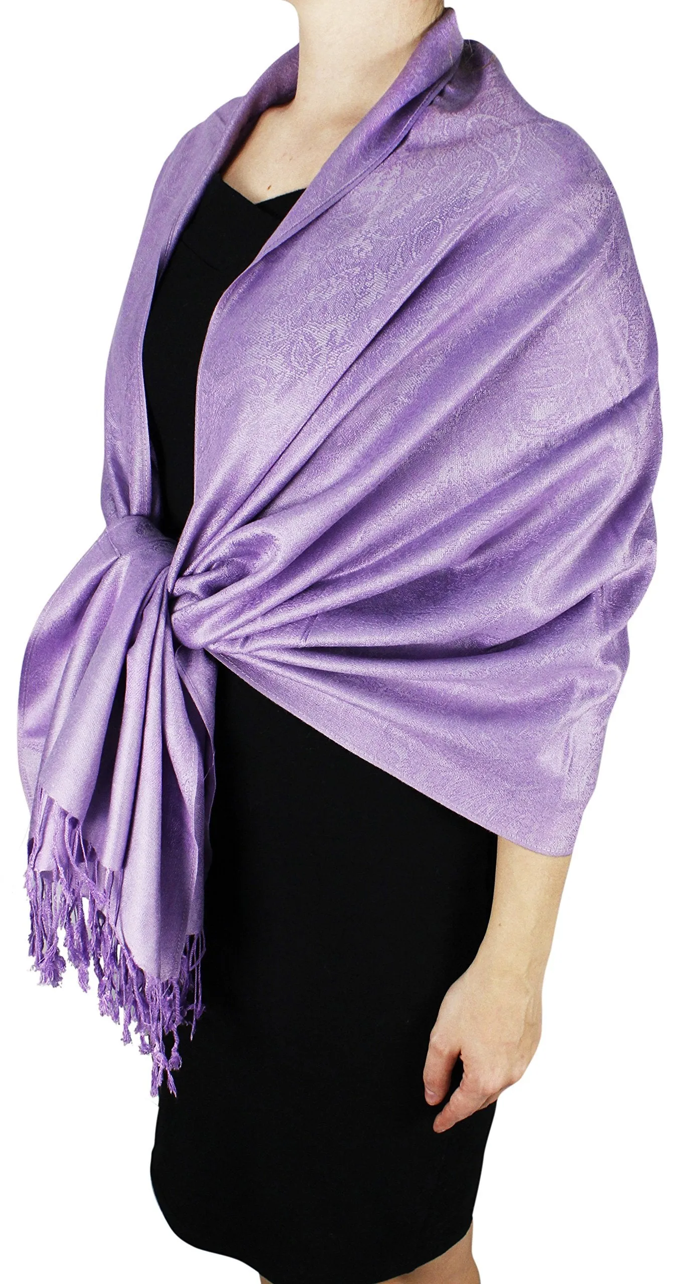 Lavender - Hues of Purple Jacquard Paisley Pashmina Feel Shawl