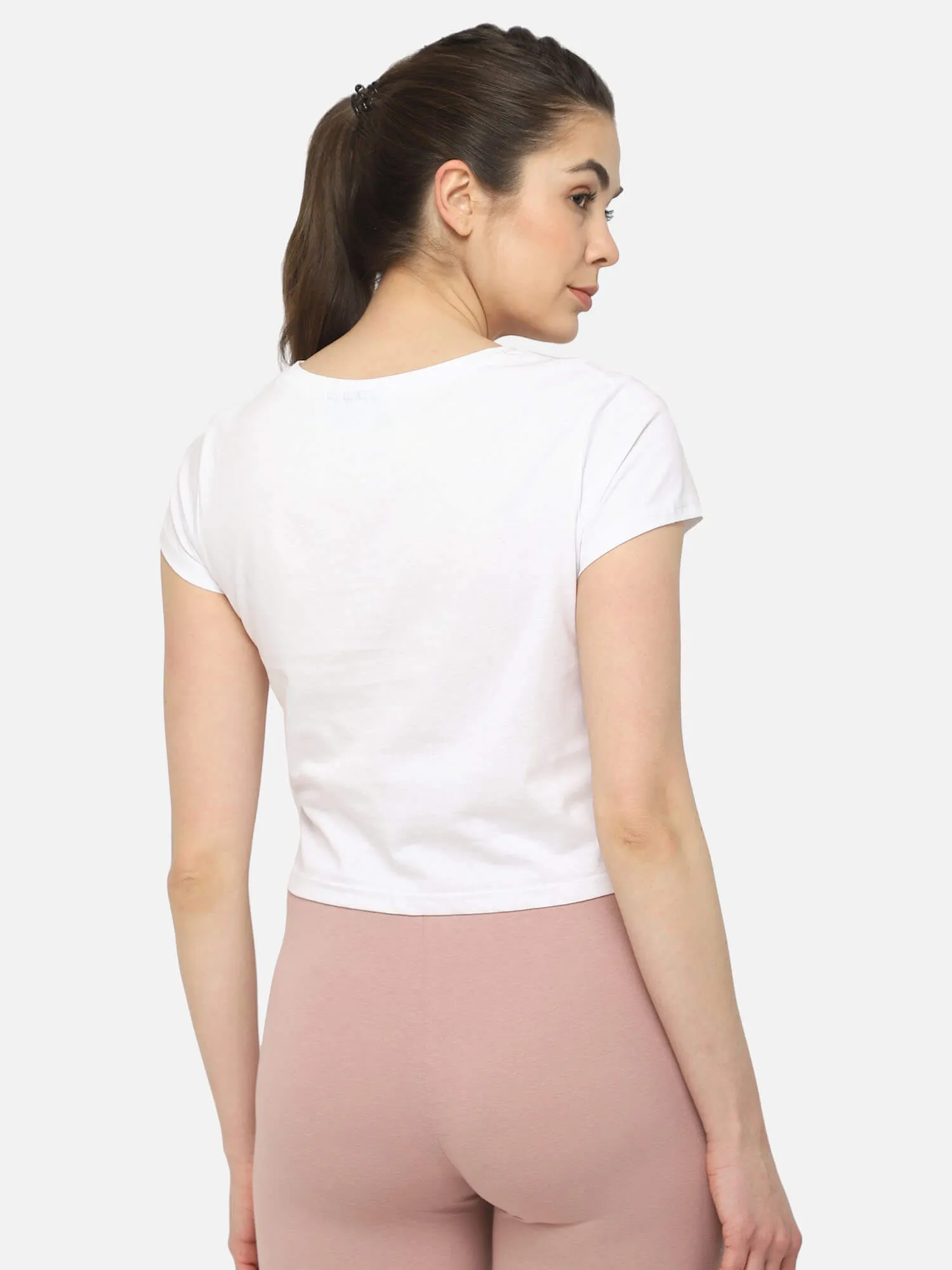 Legacy Women Cotton White Cropped T-Shirt