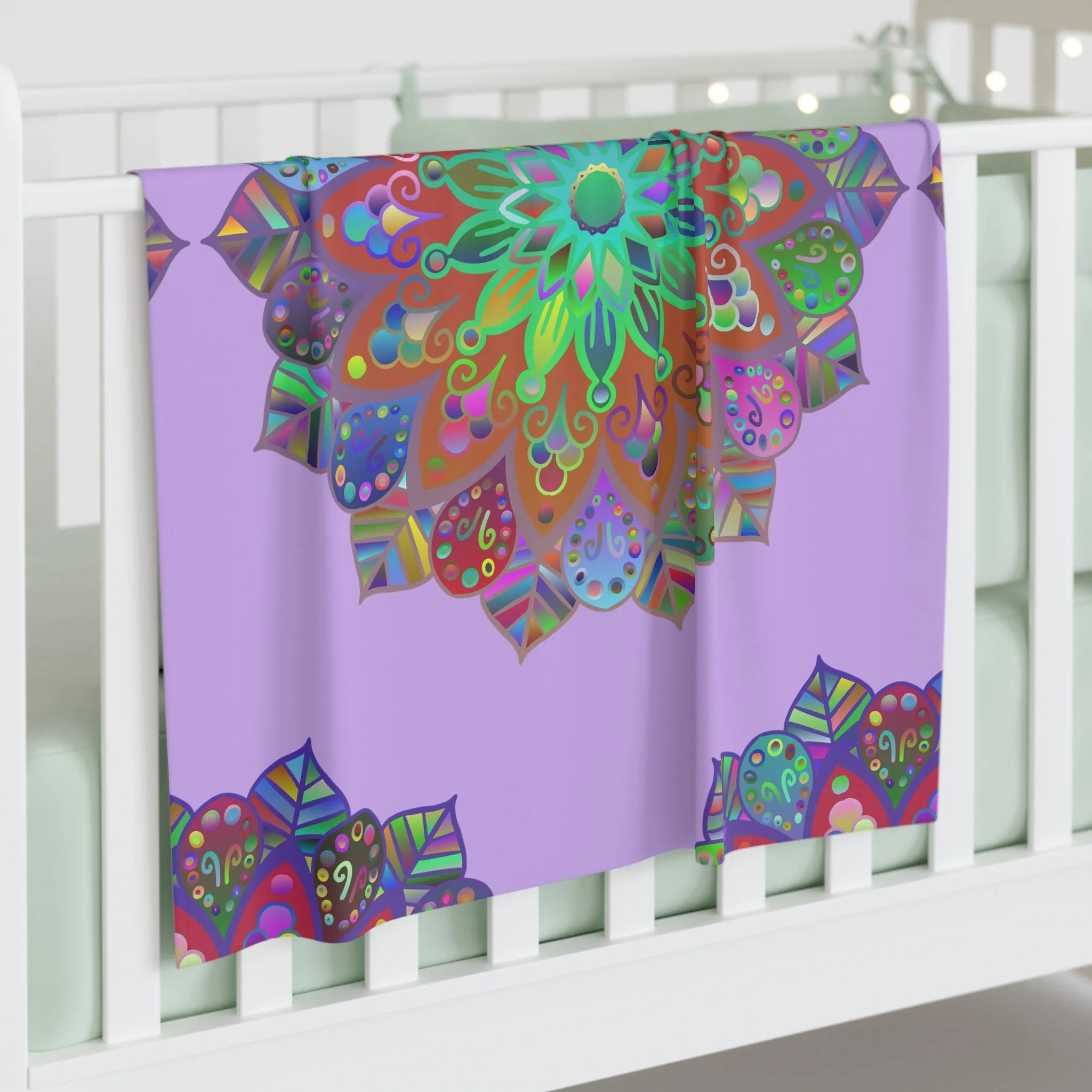 Light Lavender Mandala Baby Swaddle Blanket - Calming Mandala Art Design