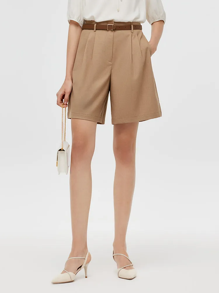 Loose A-Line Women Shorts With Belt