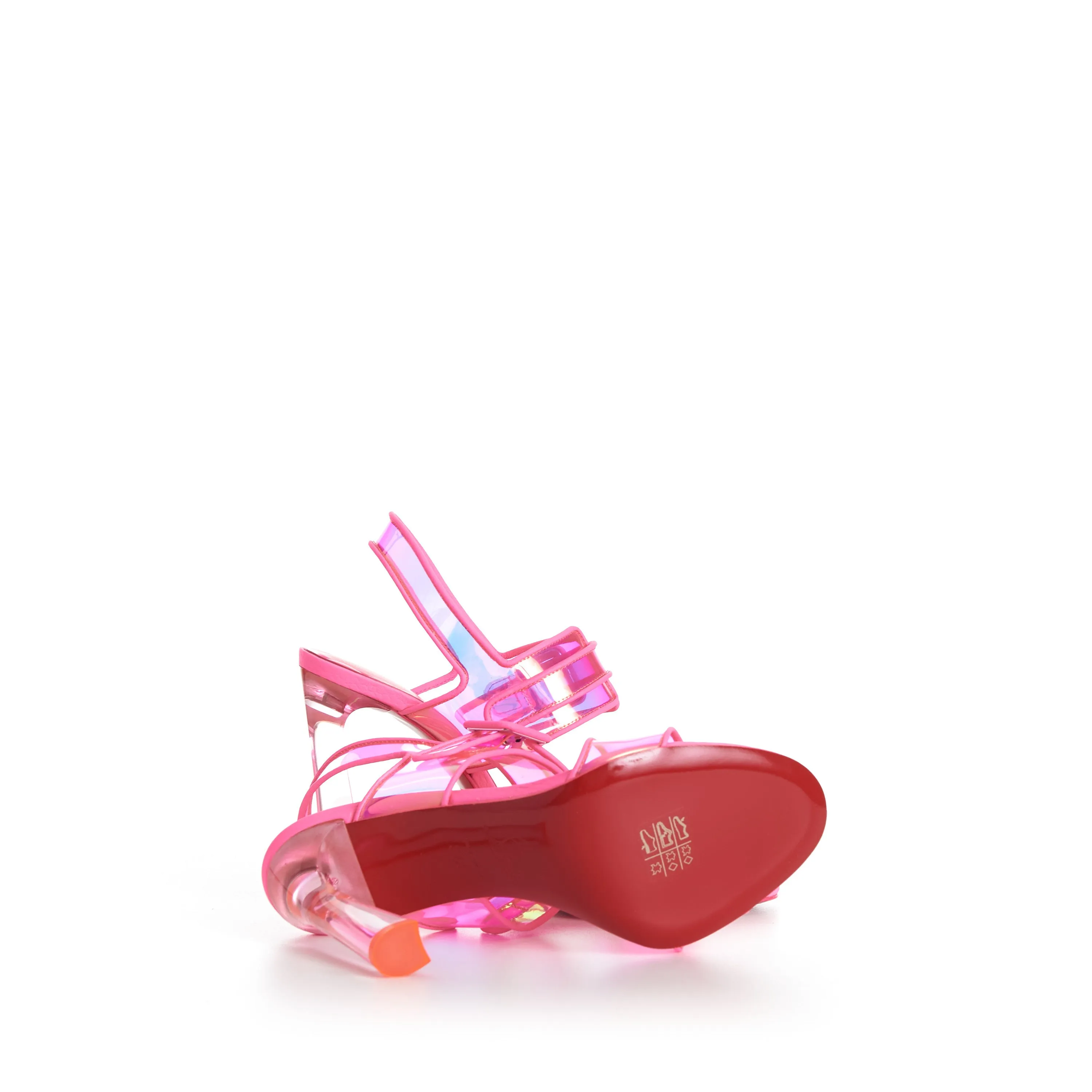 Loubi Duniss 100mm Sandals - TPU Techno And Fluo Calf Leather - Fluo Pink