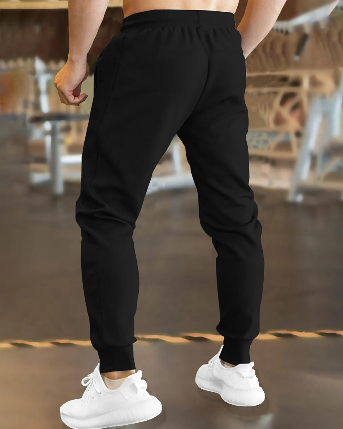 Men Black Cuffed TrackPant