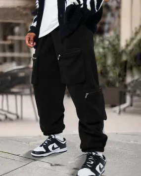 Men Black Printed Baggy fit oversized Cargo Jogger