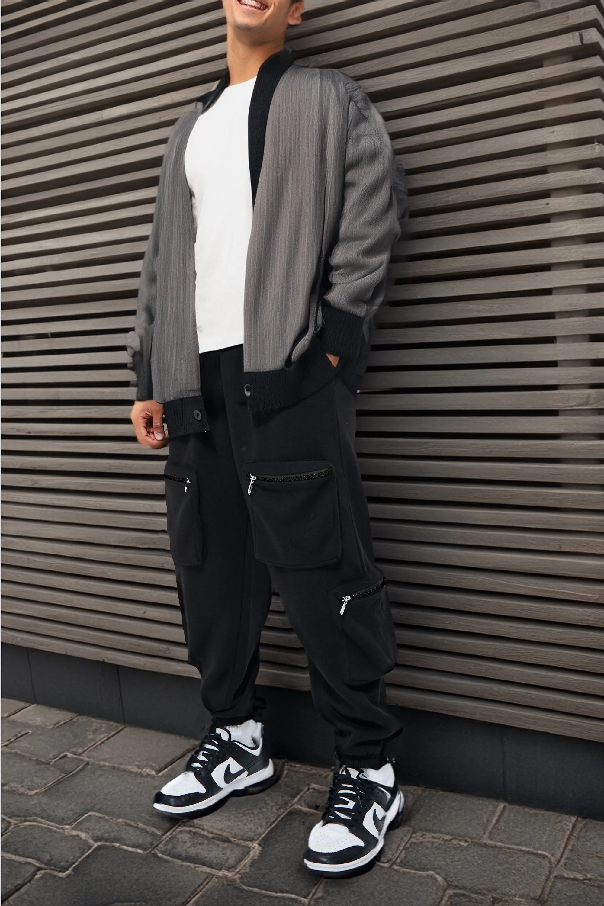 Men Black Printed Baggy fit oversized Cargo Jogger