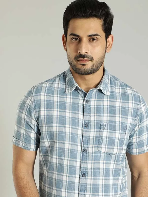 Men Checked Half Sleeve Cotton Shirt