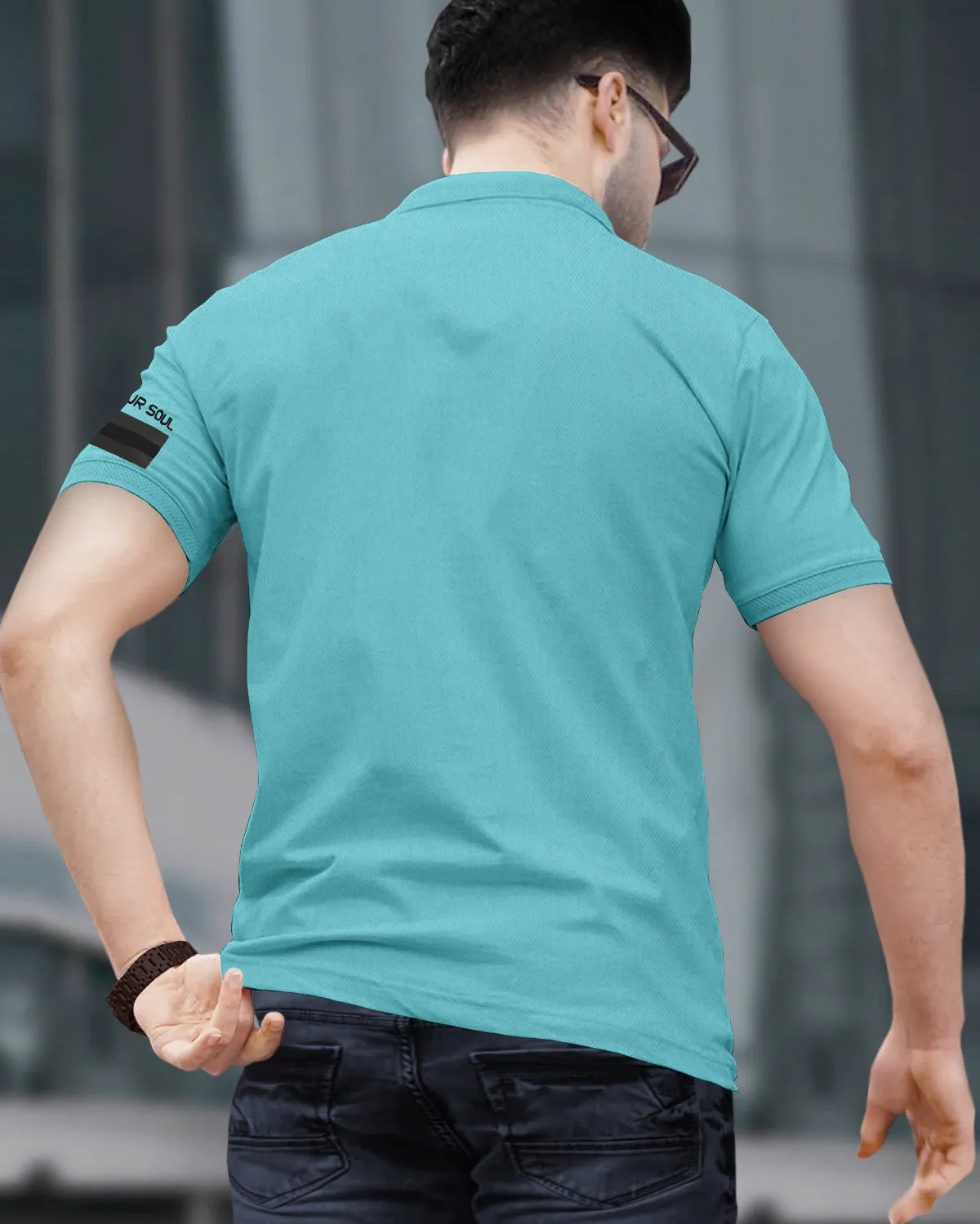 Men Designer Polo Collar Skyblue T-shirt