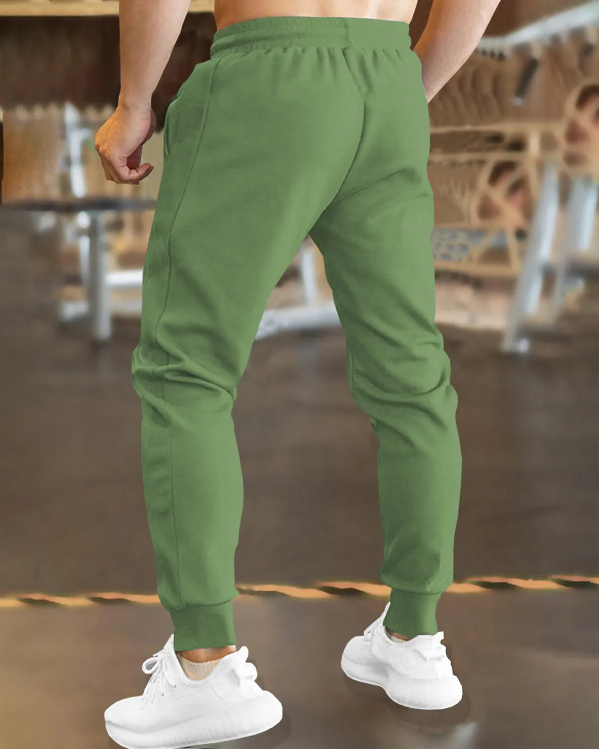 Men Light Green Cuffed TrackPant