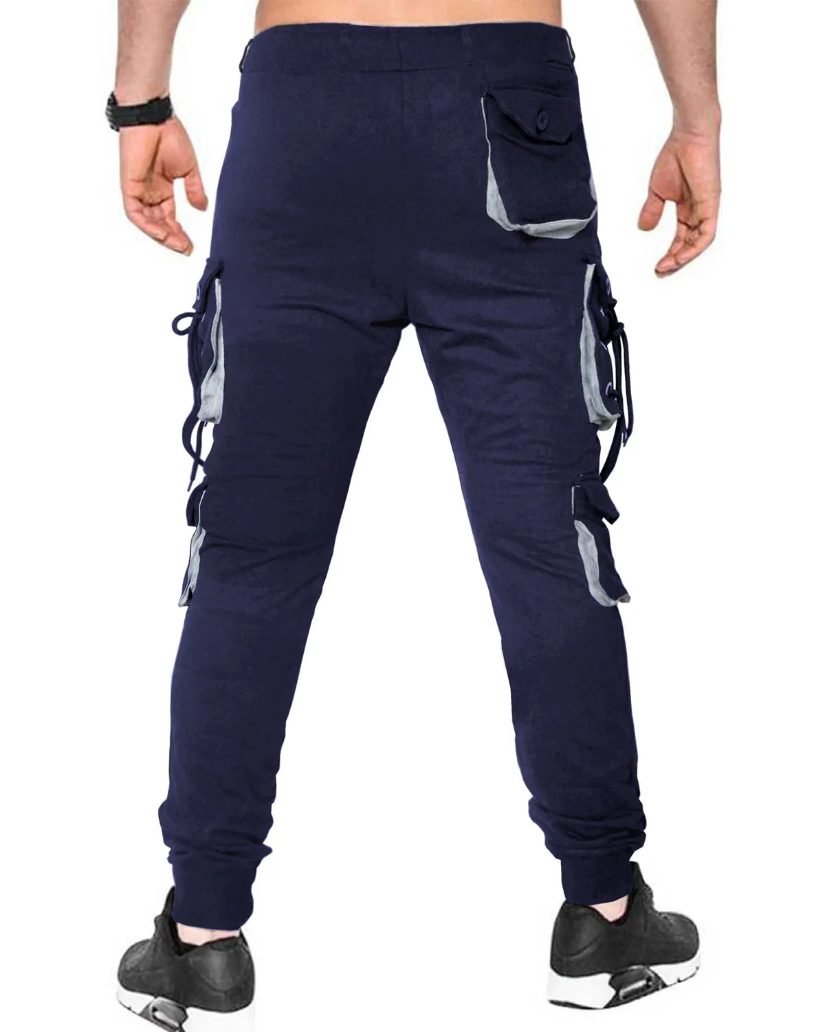 Men Navy Blue Hip Hop Fashion Jogger Pants