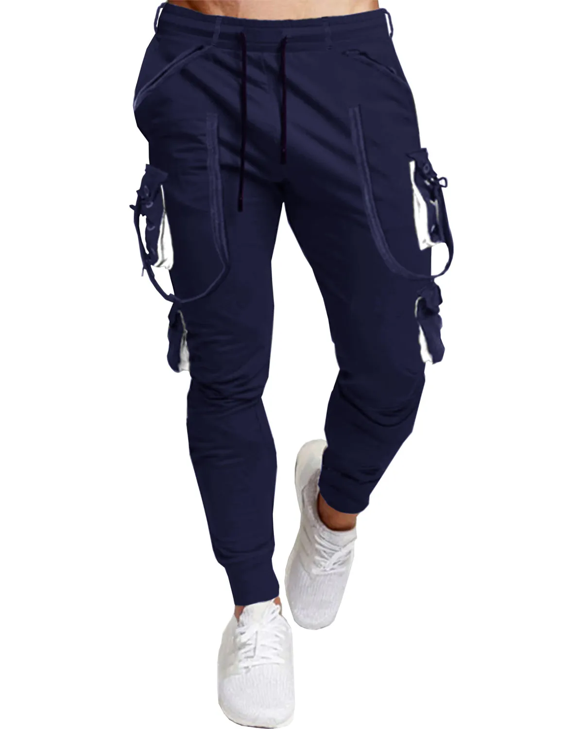 Men Navy Blue Hip Hop Fashion Jogger Pants