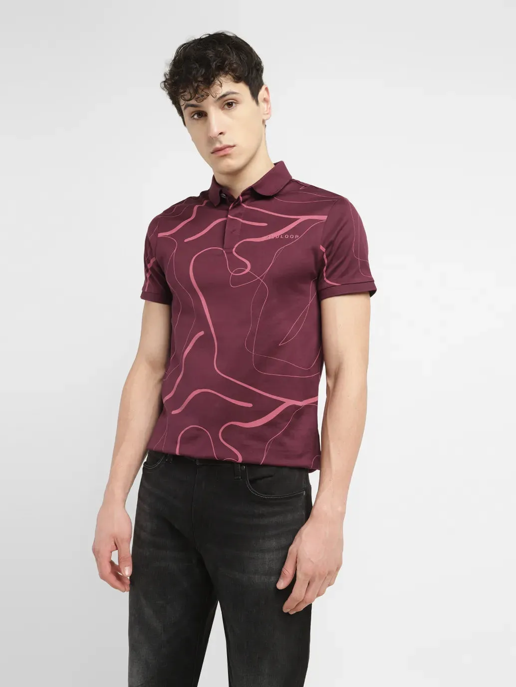 Men's Abstract Slim Fit Polo T-shirt