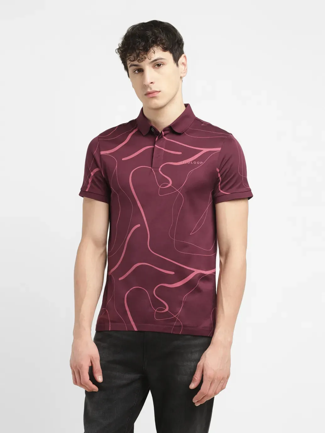 Men's Abstract Slim Fit Polo T-shirt