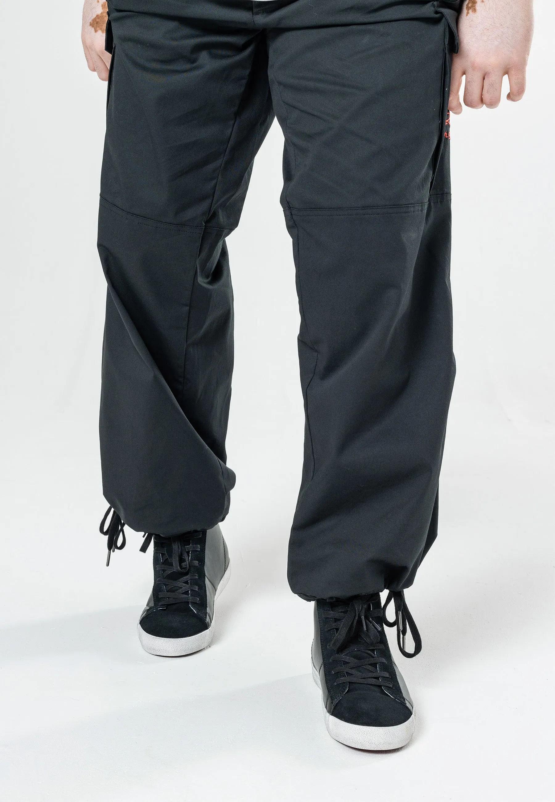 Mens Double Tiger Cargo Pants Trousers - Black