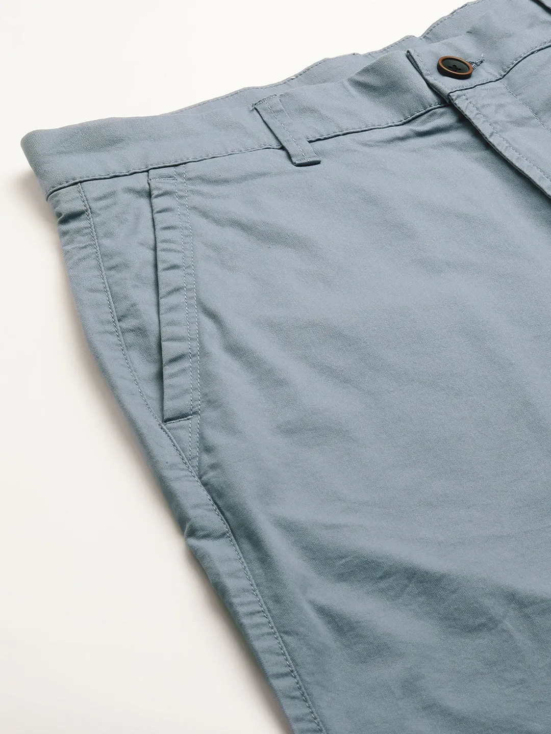 Men's Greyish Blue Cotton Lycra  Regular Fit Shorts