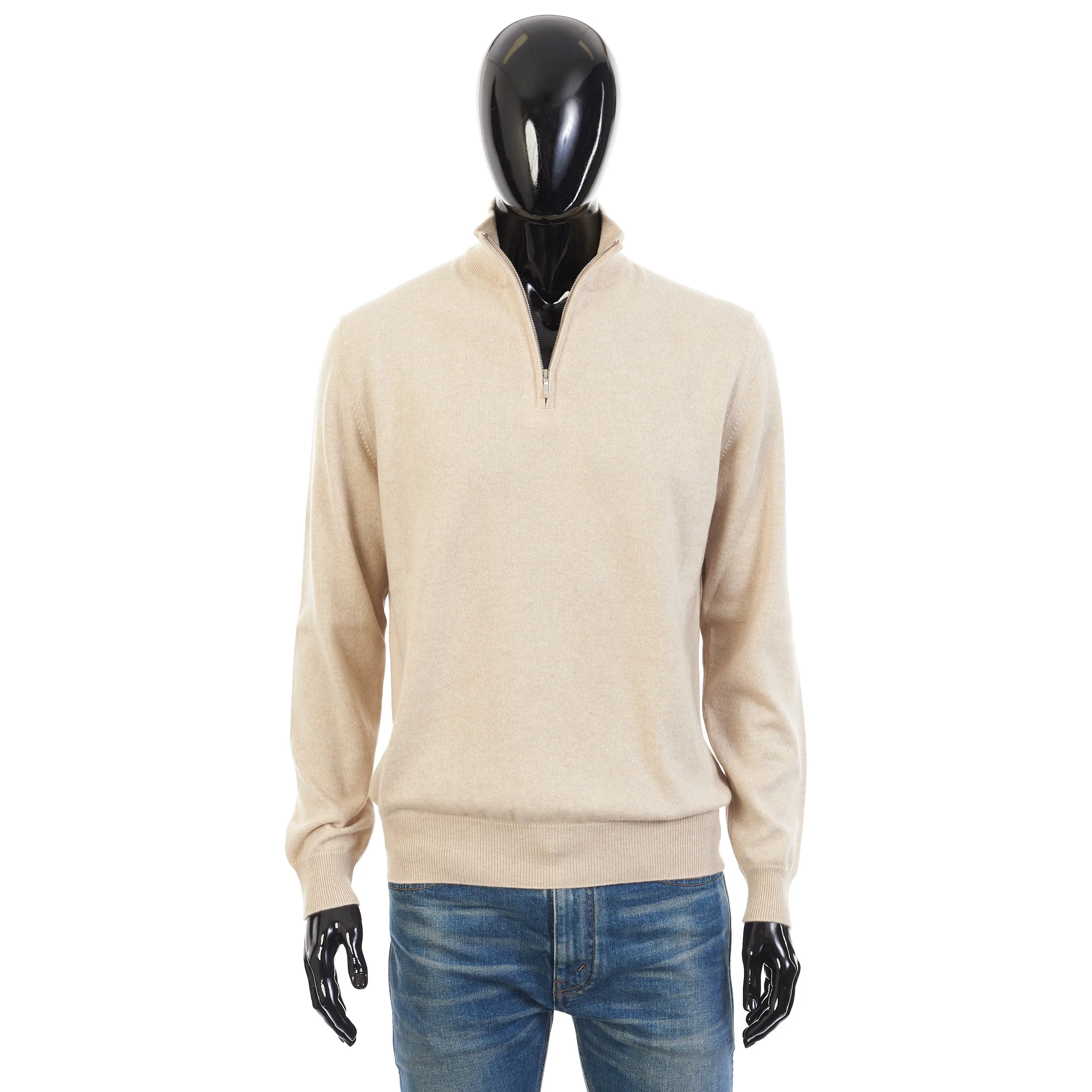 Mezzocollo Sweater In Natural Melange Baby Cashmere