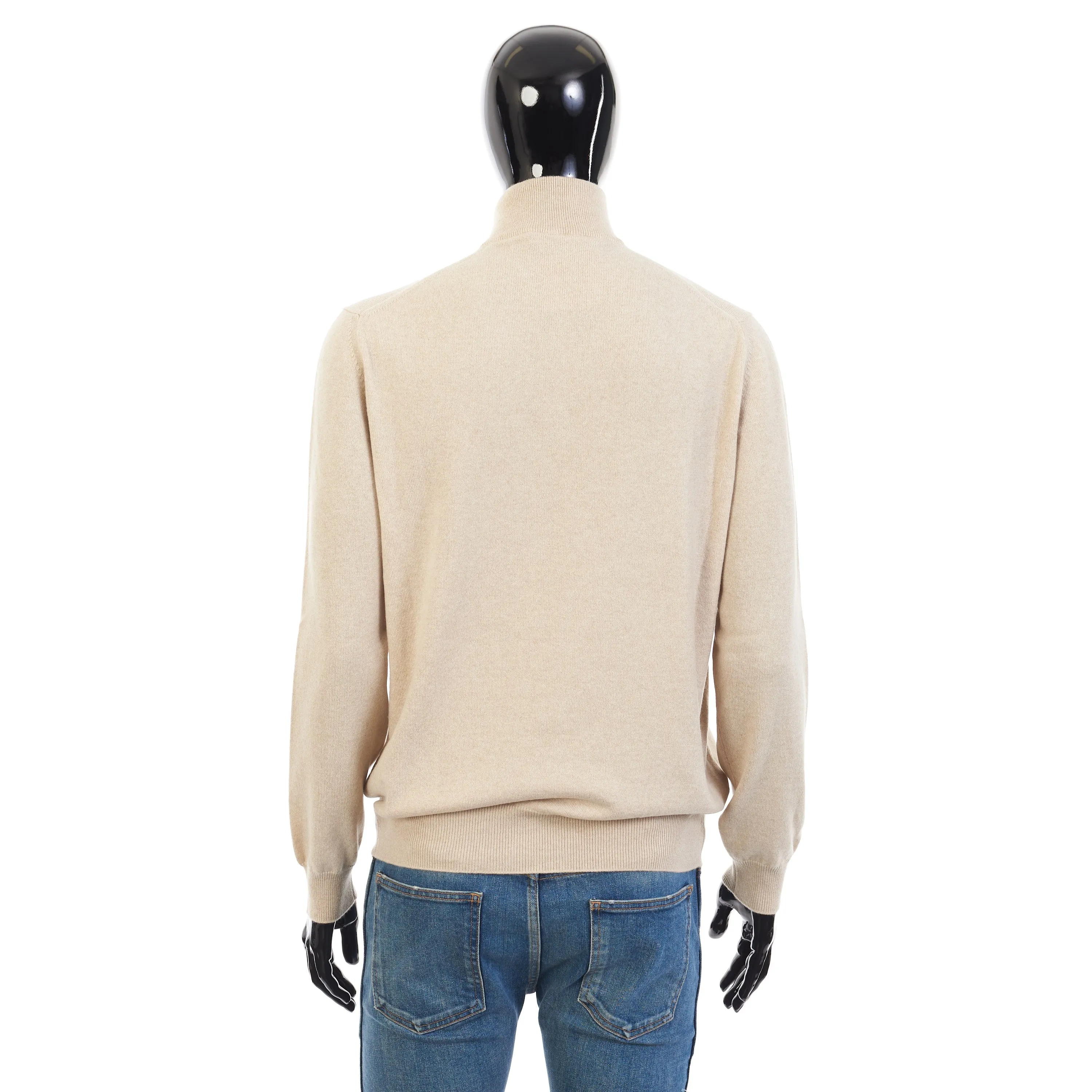 Mezzocollo Sweater In Natural Melange Baby Cashmere