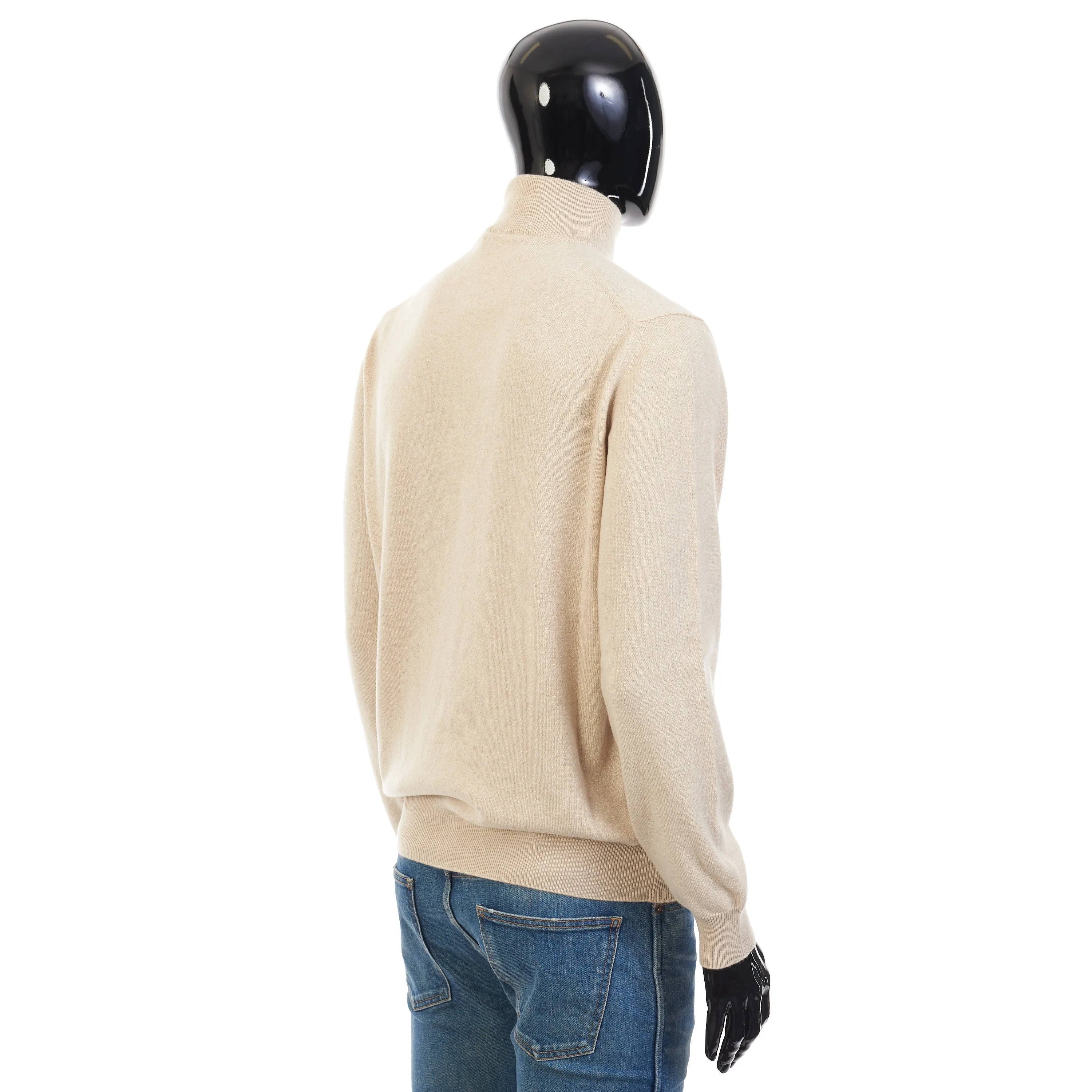 Mezzocollo Sweater In Natural Melange Baby Cashmere