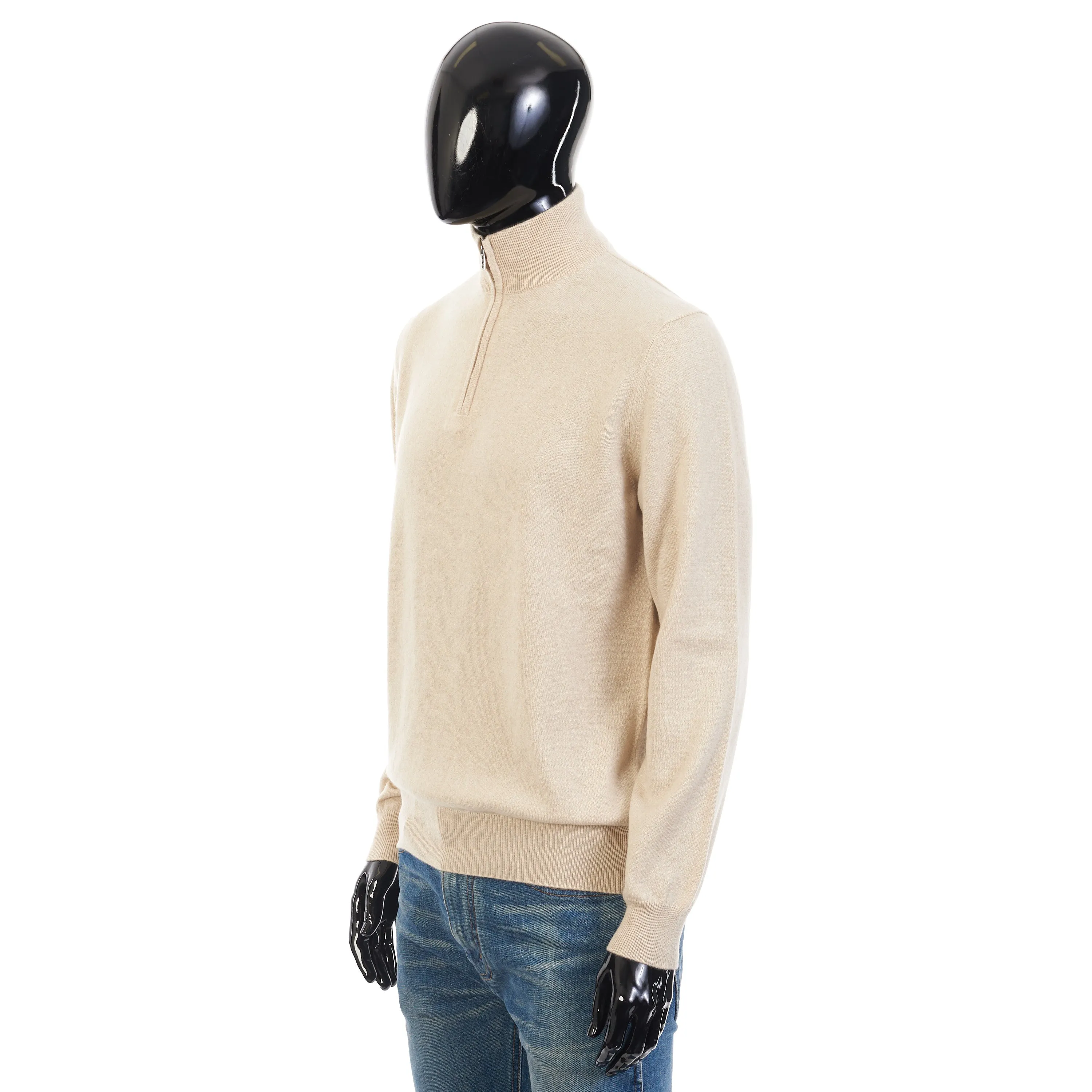 Mezzocollo Sweater In Natural Melange Baby Cashmere